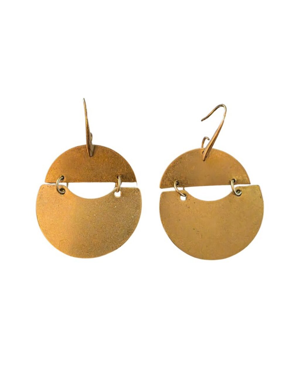 Brushed Gold Geometric Semicircle Drop Earrings